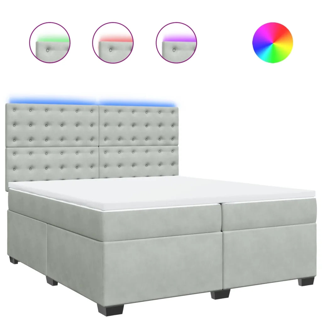 Giroletto a Molle con Materasso Grigio Chiaro 200x200cm Velluto