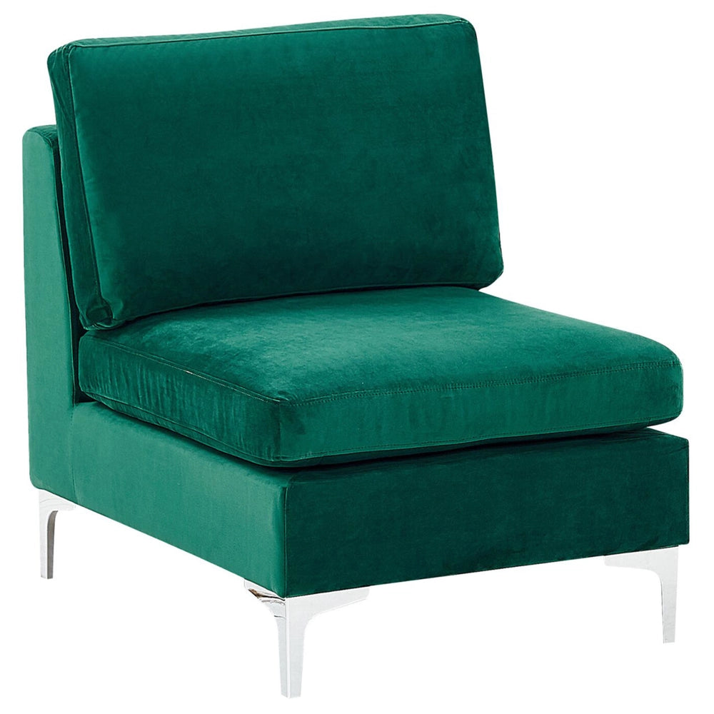 Divano Componibile Velluto Verde 3 Posti Con Gambe In Metallo Argento ottomana Stile Glamour