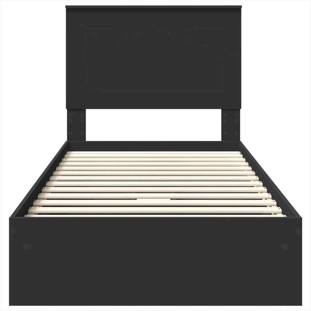 Letto con Contenitore Nero 75 x 190 cm Legno multistrato