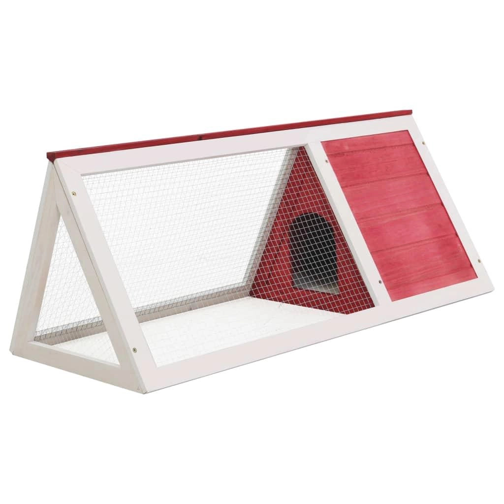 Conigliera per piccoli animali 98 x 50 x 41 cm legno rosso e bianco 02_0000615