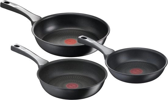 Set di pentole con rivestimento in titanio - diametri 20/24/28 cm - segnale termico - resistente alla lavastoviglie - adatto per induzione - riciclabile Set di pentole
