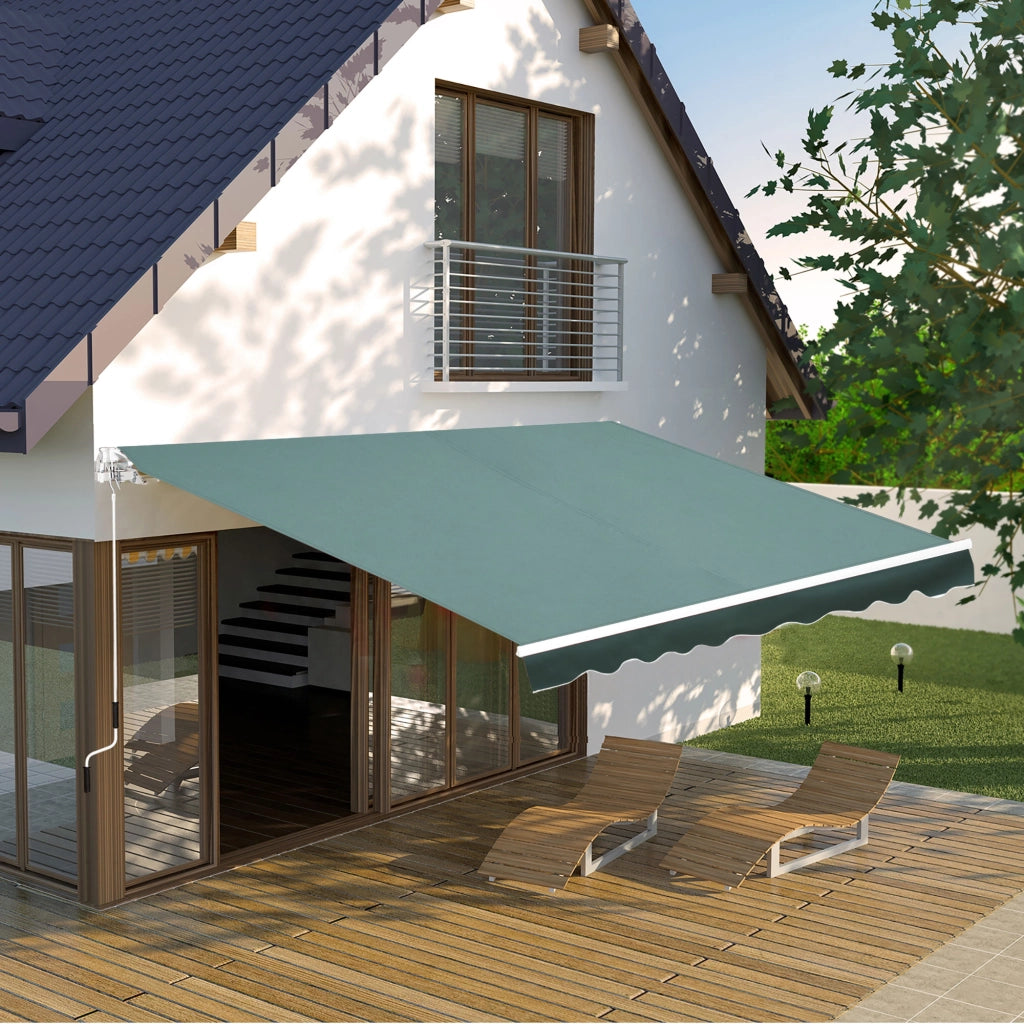 Tenda da Sole a Bracci 2.5x2m Avvolgibile Manuale in Alluminio e Poliestere Verde