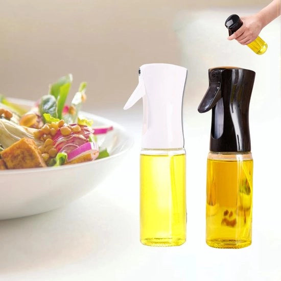 Set di due olierefrigeranti da 300 ml, olierefrigeranti per la cucina, dispenser di olio in vetro, flaconi di olierefrigeranti, olierefrigeranti per l'olio di cottura, flaconi di olierefrigeranti per l'olio di cottura per olio e aceto, nero, bianco