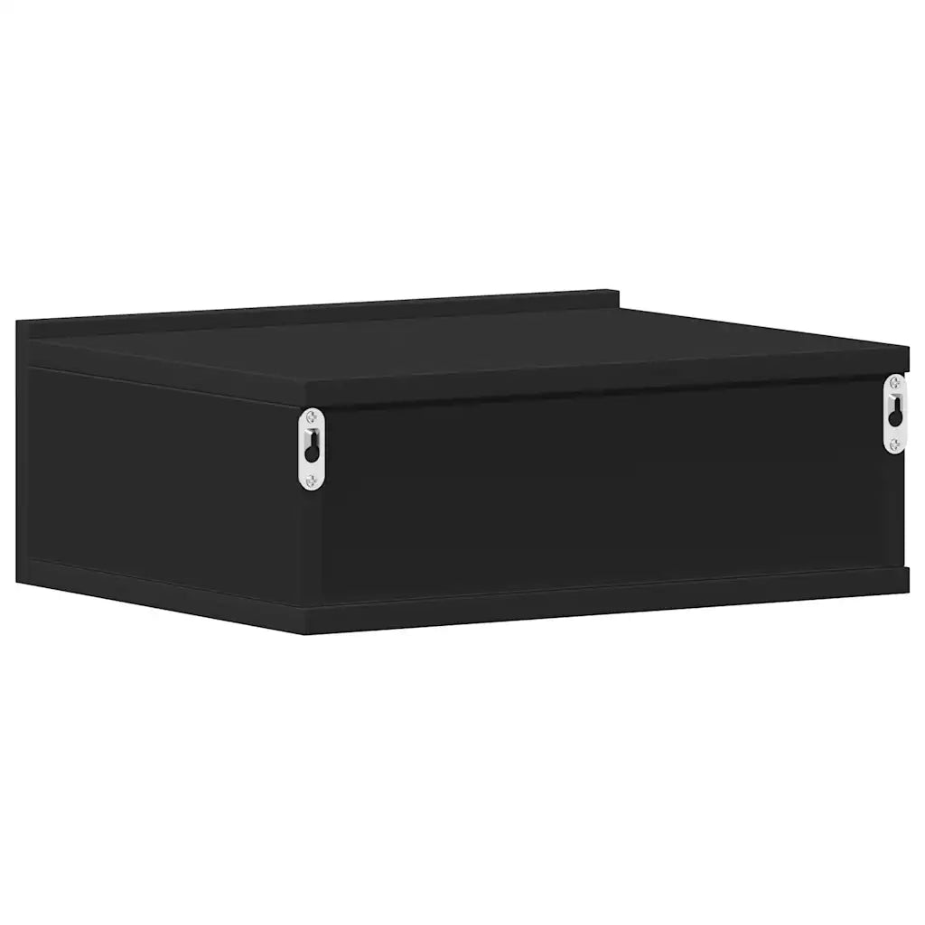 Comodino Pensile Nero 40x30x15 cm in Legno Multistrato 800308