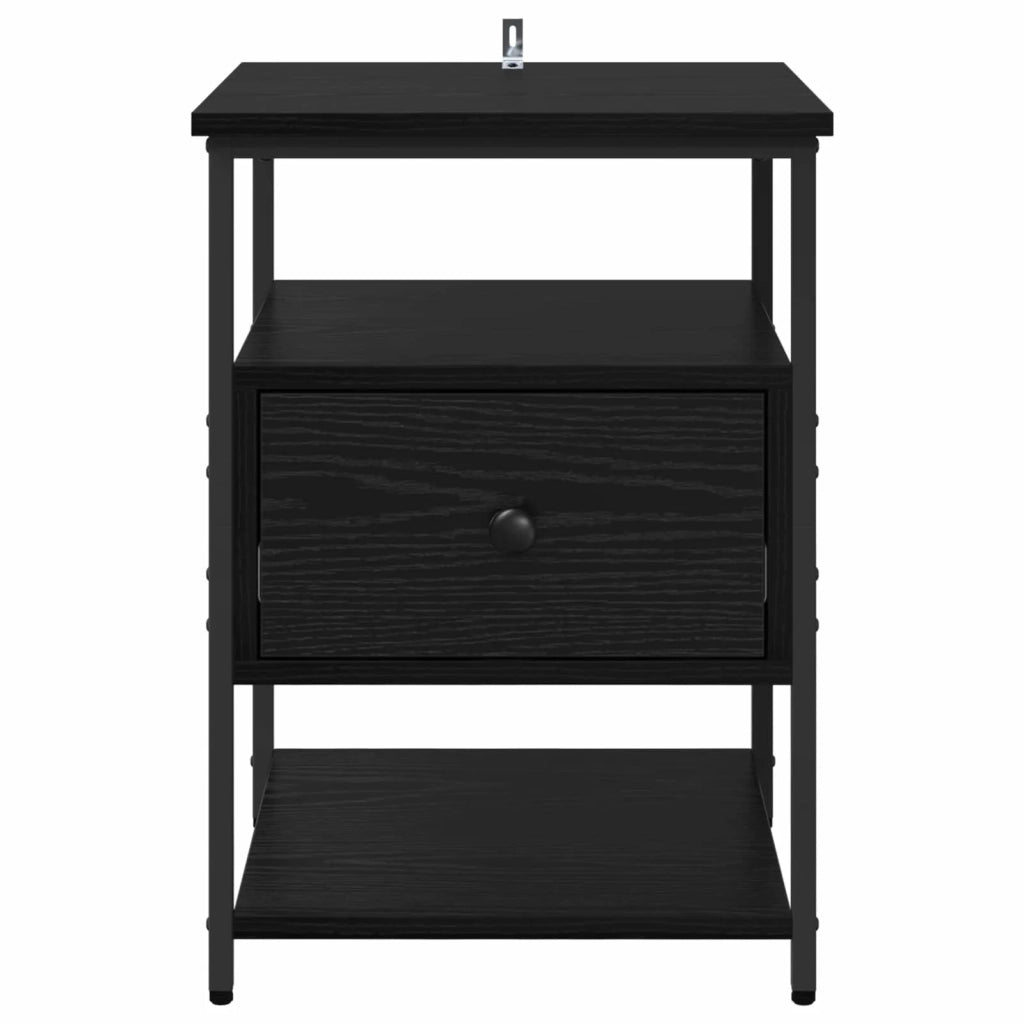 Comodino | Armadio da Notte | Mobiletto da notte Rovere Nero 40 x 42 x 56 cm Legno multistrato