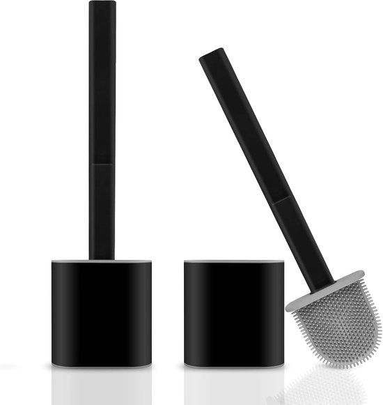 Set di spazzole per il water di silicone - fissaggio a mano - nero - set di piastre flessibili