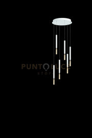 SOSPENSIONE MULTIPLA TUBIC 6 ORO E BIANCO LED 3000K 2900LM 42W DIMMERABILE
