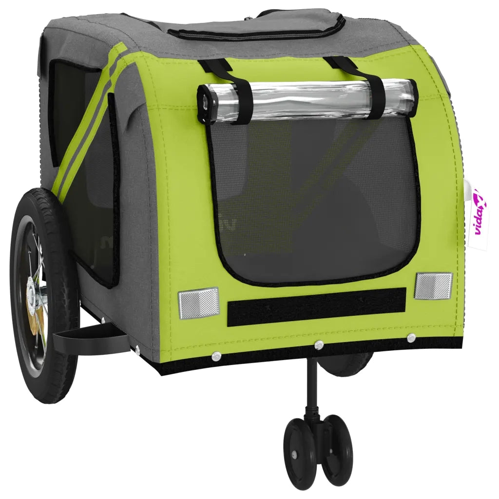 Rimorchio da Bici per Animali Verde e Nero Oxford e Ferro 93892