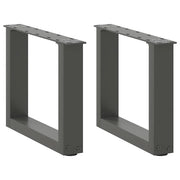 Set di 2 gambe per tavolino a forma di U 40 x 30-31 cm con piedini regolabili design moderno in acciaio antracite 02_0057374