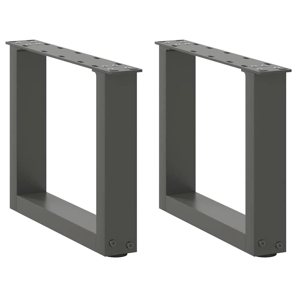 Set di 2 gambe per tavolino a forma di U 40 x 30-31 cm con piedini regolabili design moderno in acciaio antracite 02_0057374
