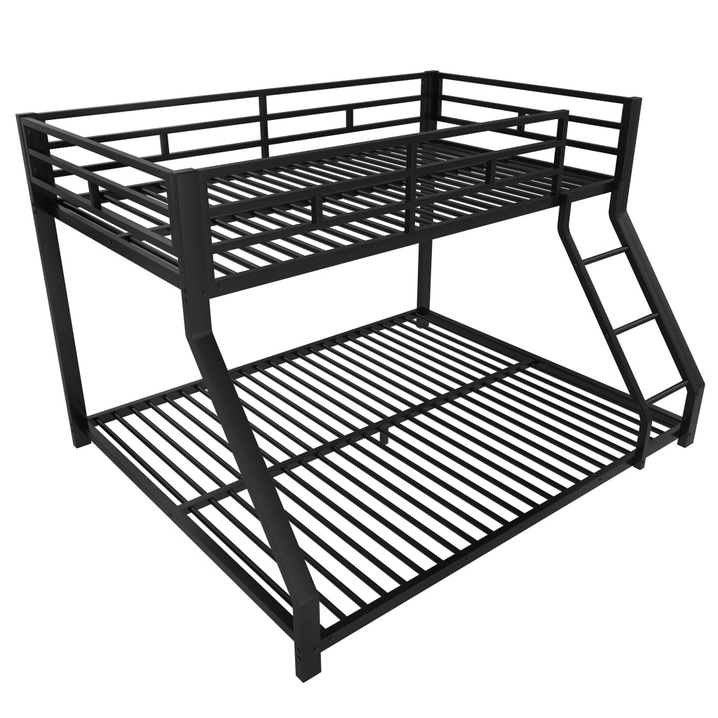 Letto a castello 90×200 cm e 140×200 cm; 2 posti con scala; sponde; senza materasso; metallo nero