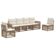 Set Divano da Giardino 6 pcs Beige e Bianco Crema polyrattan 3435087