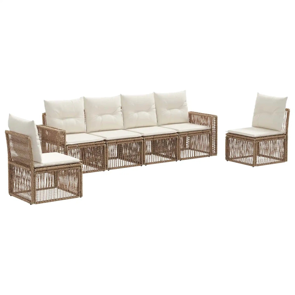 Set Divano da Giardino 6 pcs Beige e Bianco Crema polyrattan 3435087