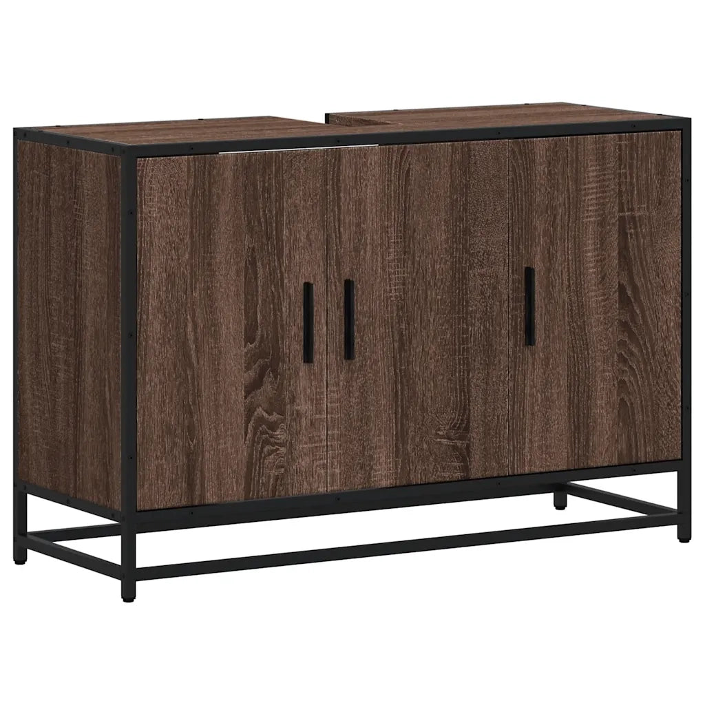 Mobile Lavabo Bagno-Armadietto da bagno Rovere Marrone 90x33x60cm Legno Multistrato