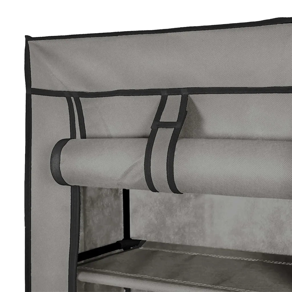Scarpiera con Rivestimento in Tessuto Grigio 57x29x162 cm 282432