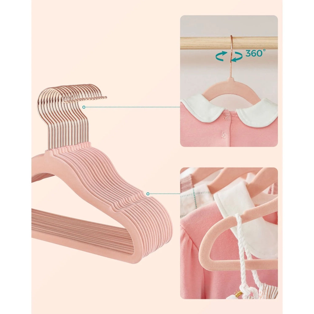 Grucce in velluto per bambini set da 50 con ganci antiscivolo color oro rosa stile bambino per gonne vestiti pantaloni t-shirt rosa 12_0005096