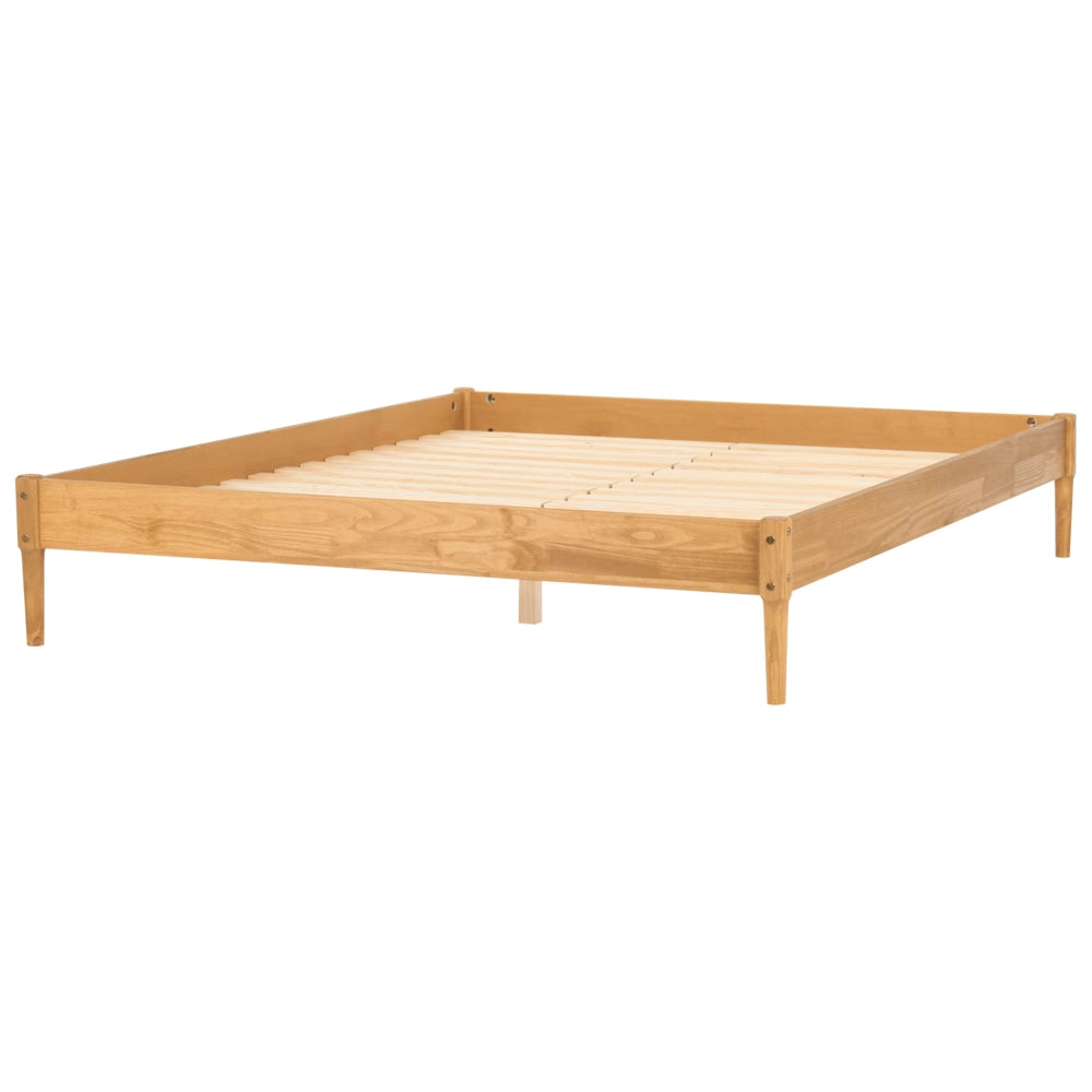 Letto matrimoniale in legno con rete a doghe in pino, senza testiera 180 x 200 cm marrone chiaro stile scandinavo naturale