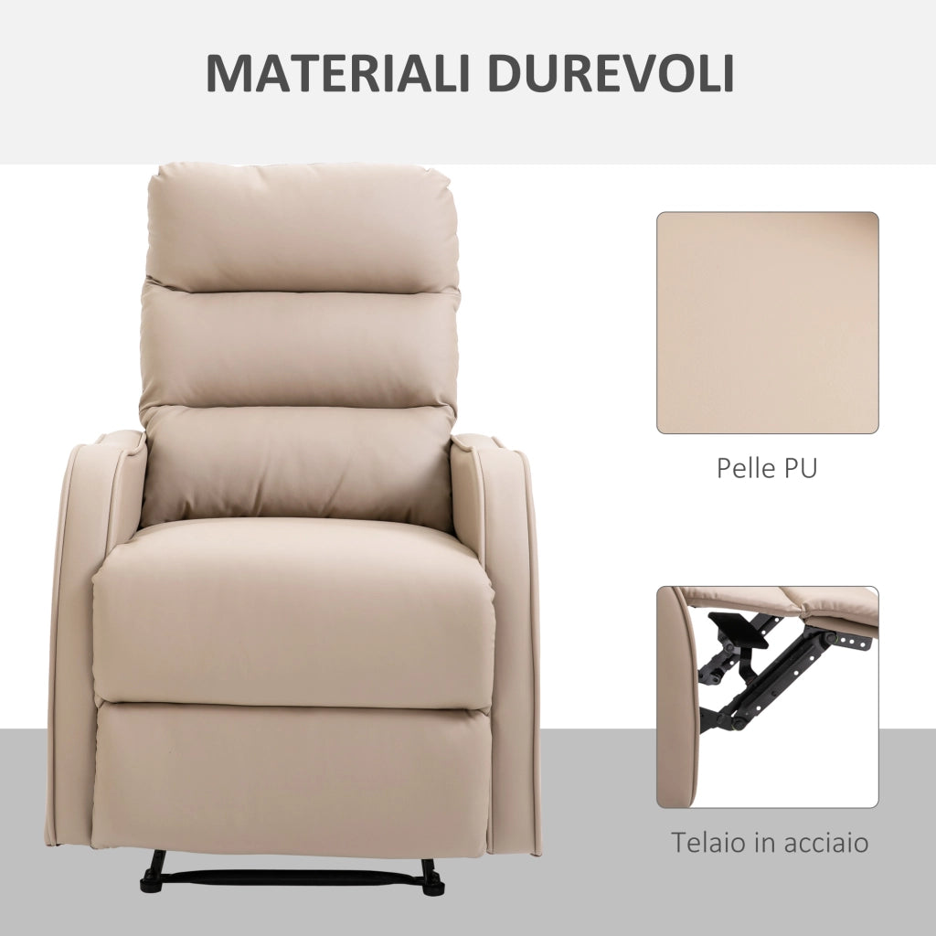 Poltrona Relax Reclinabile con Poggiapiedi ¨C Xylo ¨C Pelle PU Marrone Chiaro 65x89x100cm