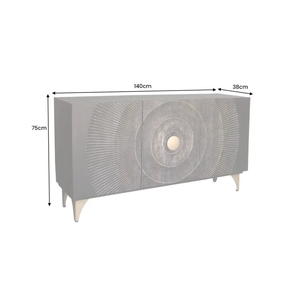 Buffet 140 cm 3 porte legno nero e dorato – Collezione SOLARIS