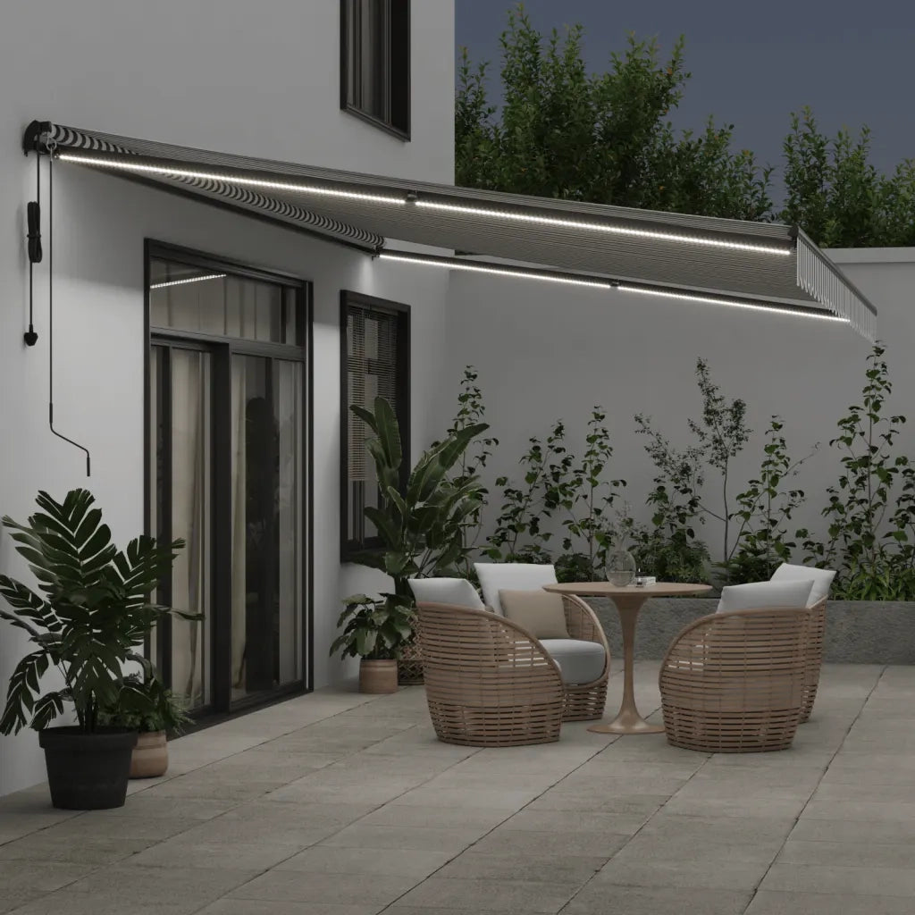 vidaXL Tenda Retrattile Automatica LED Antracite e Bianco 600x350 cm
