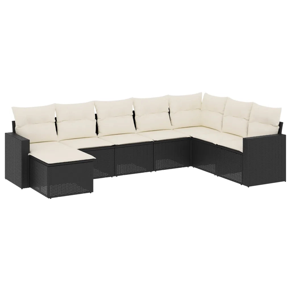 Set Divani da Giardino con Cuscini 8 pz Nero in Polyrattan 3219346