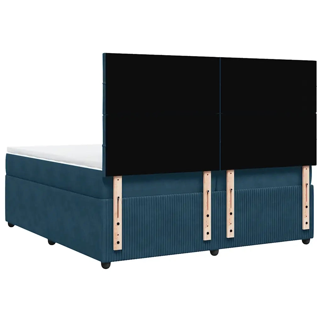 Giroletto a Molle con Materasso Blu 200x200 cm in Velluto