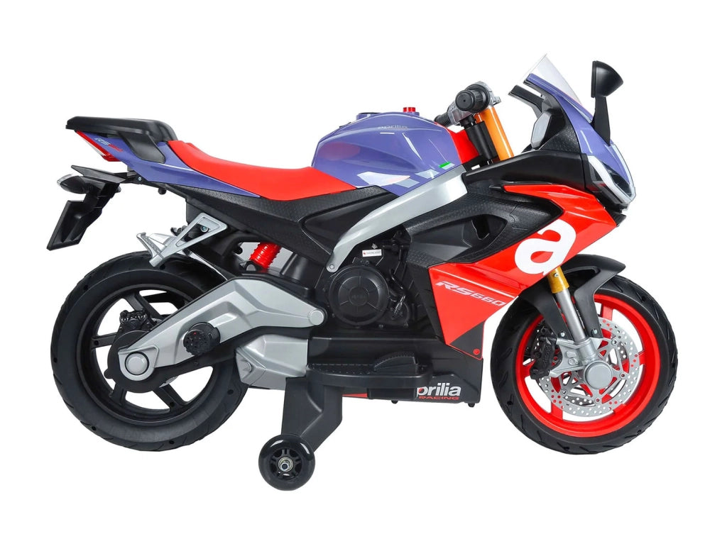 Moto Elettrica per Bambini Licenza Ufficiale Aprilia RS660 12V 3,5Ah Rosso