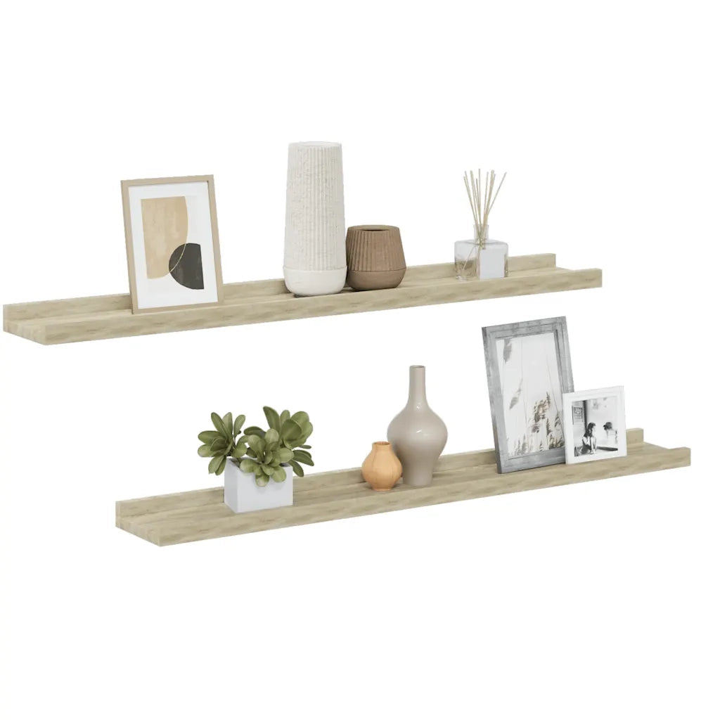 Mensole da parete 2 pz in rovere Sonoma 80x9x3 cm 326681