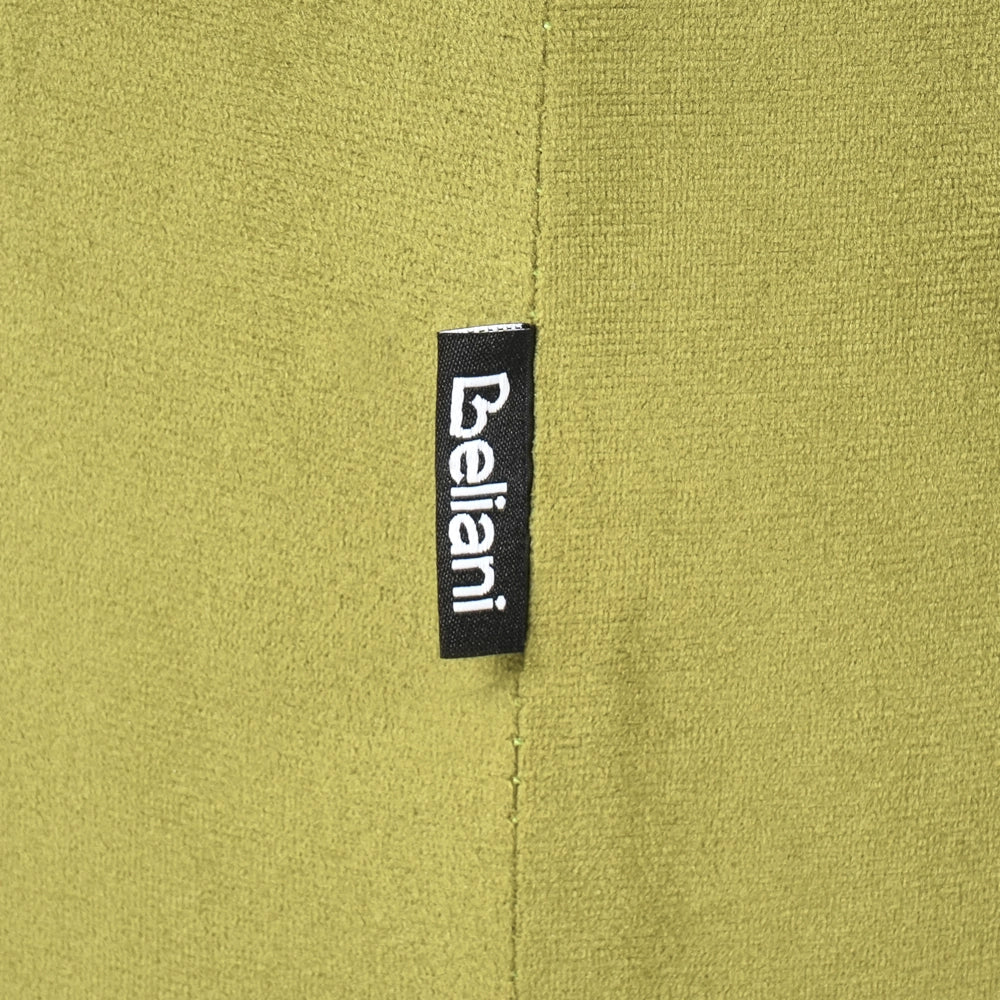 Pouf ottomana poggiapiedi rotondo in velluto di colore verde oliva stile moderno soggiorno