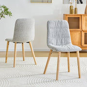 Sedie da Pranzo con Gambe in Legno Massello ¨C MINIMAL ¨C Set 2 Pezzi, Tessuto Grigio Chiaro