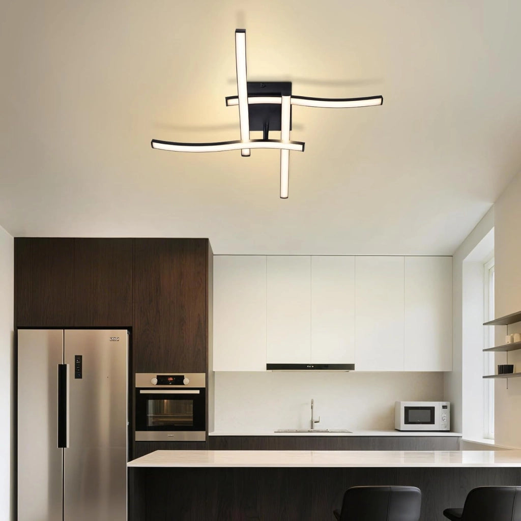 ZMH Lampada da soffitto plafoniera LED 24W nera moderna design ondulato per cucina soggiorno corridoio