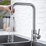 Keukenkraan 360° rotante a doppie tipi di getto, maniglia a un solo giro di 90° in acciaio inox, alta pressione per la cucina, materiale non scivente.