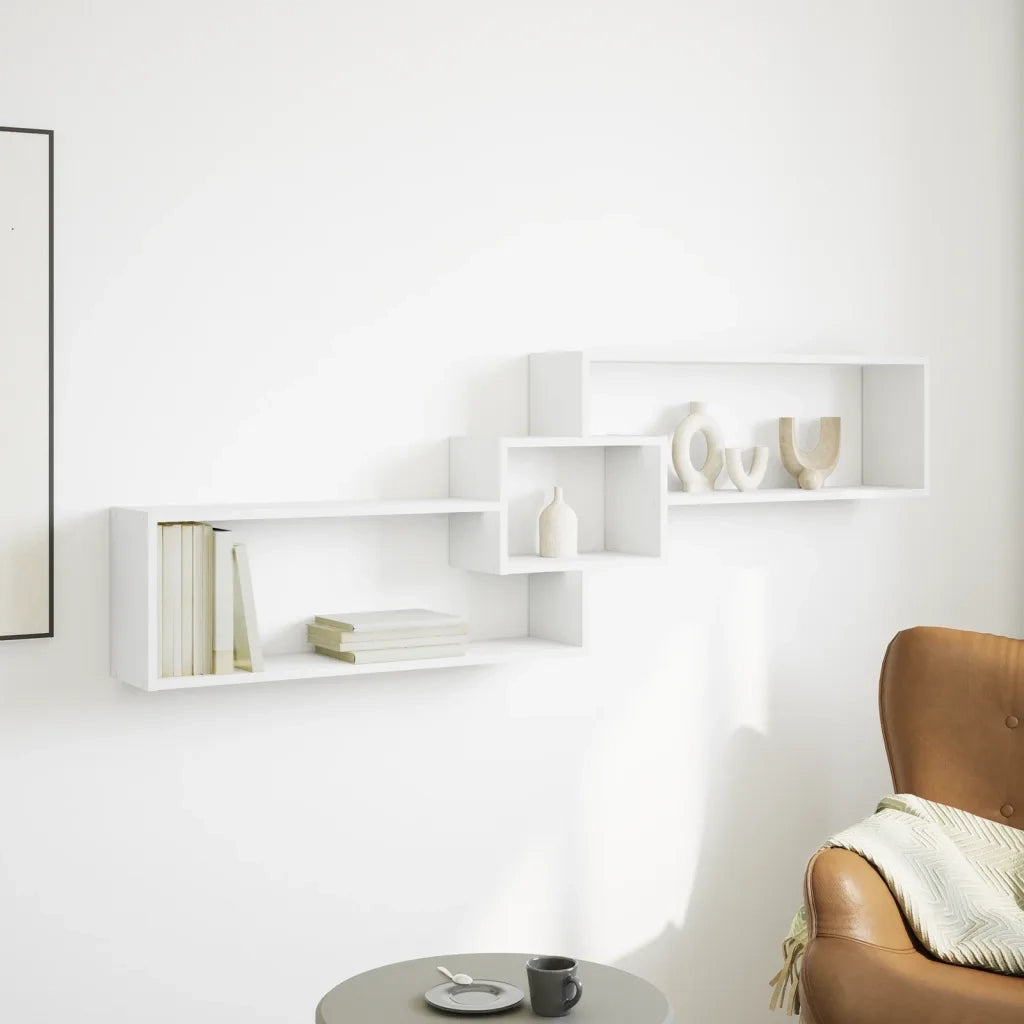 Armadietto a Muro | Mobile a Parete 158x18x53 cm Bianco in Legno Multistrato
