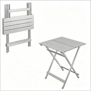 Tavolino da giardino pieghevole con struttura X - in alluminio - 50.5×46.5×60 cm - argento