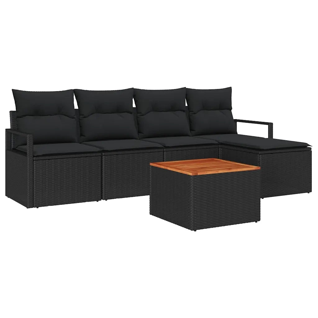 Set Divano da Giardino con cuscino 6 pcs Nero polyrattan 3347695