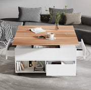Tavolino elevabile con ruote e 4 cassetti bianco rovere