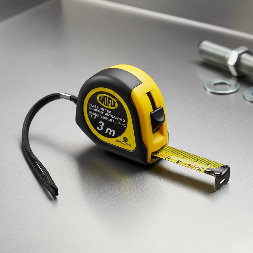 Flessometro gommato antiscivolo professionale akifix 3 m x 19 mm