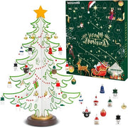 Calendario di Natale - Mini Abete in Legno per 24 Decorazioni e 12 Campanelli - Decorazione per la Tavola di Natale per Bambini - 258 x 355 x 258 cm