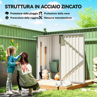 Casetta da Giardino Porta Attrezzi 100x104x160 cm con Porta in Acciaio Galvanizzato Grigio Chiaro