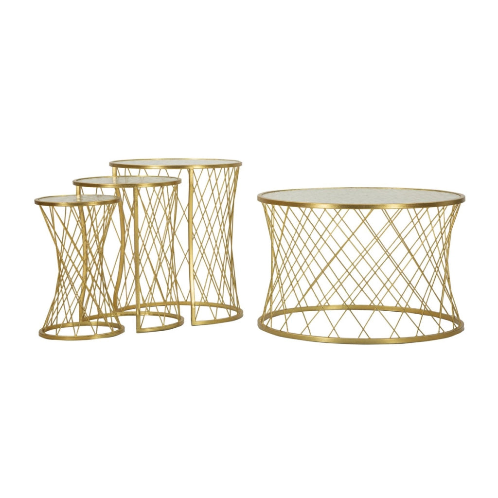 Tavolino VKH567, Oro, Metallo, 70x70x45 cm