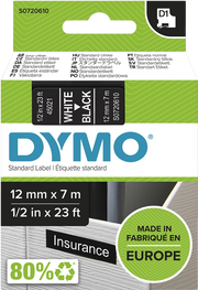 DYMO D1 etichette originali / stampa bianca su nero / 12 mm x 7 m / etichette autoadesive per etichettatrice LabelManager / 1 Pezzo