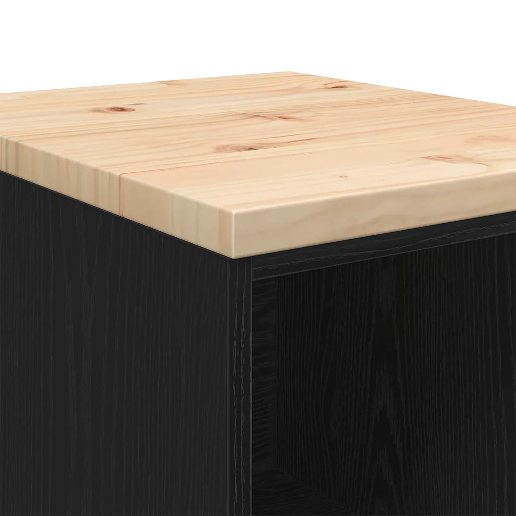 Armadietto da Garage Nero 40x51x85 cm in Legno Massello di Pino