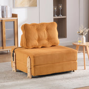 Poltrona pieghevole trasformabile in letto 90x86x84 cm in velluto a coste arancione