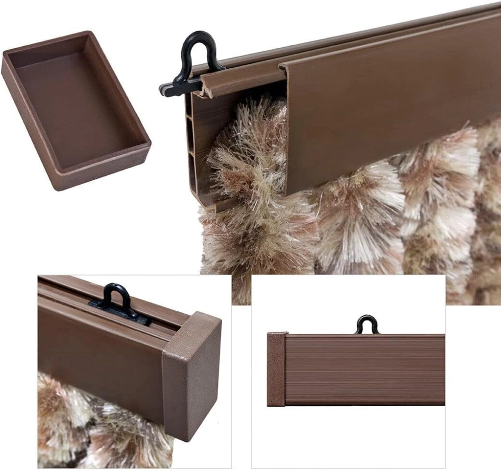Tenda in Ciniglia 120x230 cm Porta Ingresso ProteggiSole Antimosche Lavabile Regolabile Beige Marrone