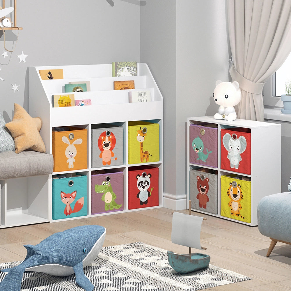Vicco Libreria bambini Bianco 107.2 x 114.2 cm con 6 scatole pieghevoli opt.1