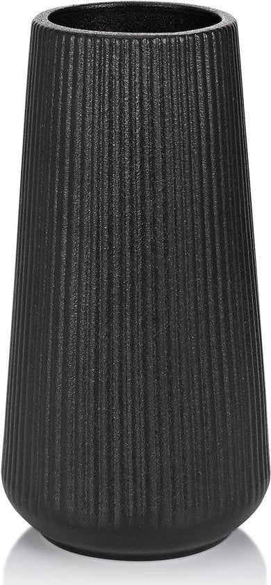 Decorativo Vaso per Fiori - Vaso Ceramico per Pampas - Vaso Moderno Piccolo per Casa, Salotto, Tavolo da Pranzo, Casa di Campagna, Ufficio - Nero