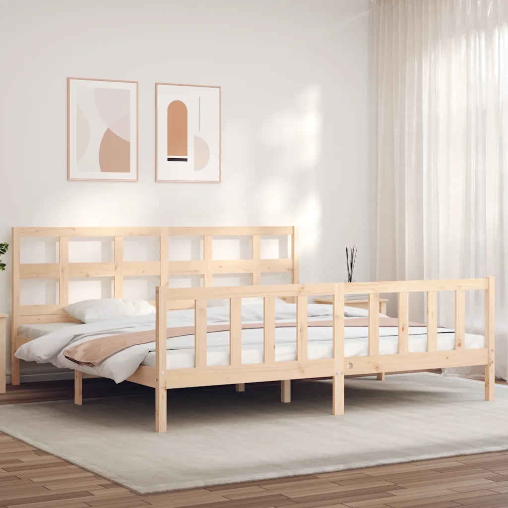 Giroletto senza Materasso-Struttura Letto 200x200 cm in Legno Massello di Pino 548948