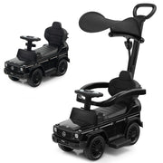 Auto a spinta 3 in 1 per bambini 87 x 35 x 95 cm guida realistica tettuccio protettivo in PP nero 20_0014695