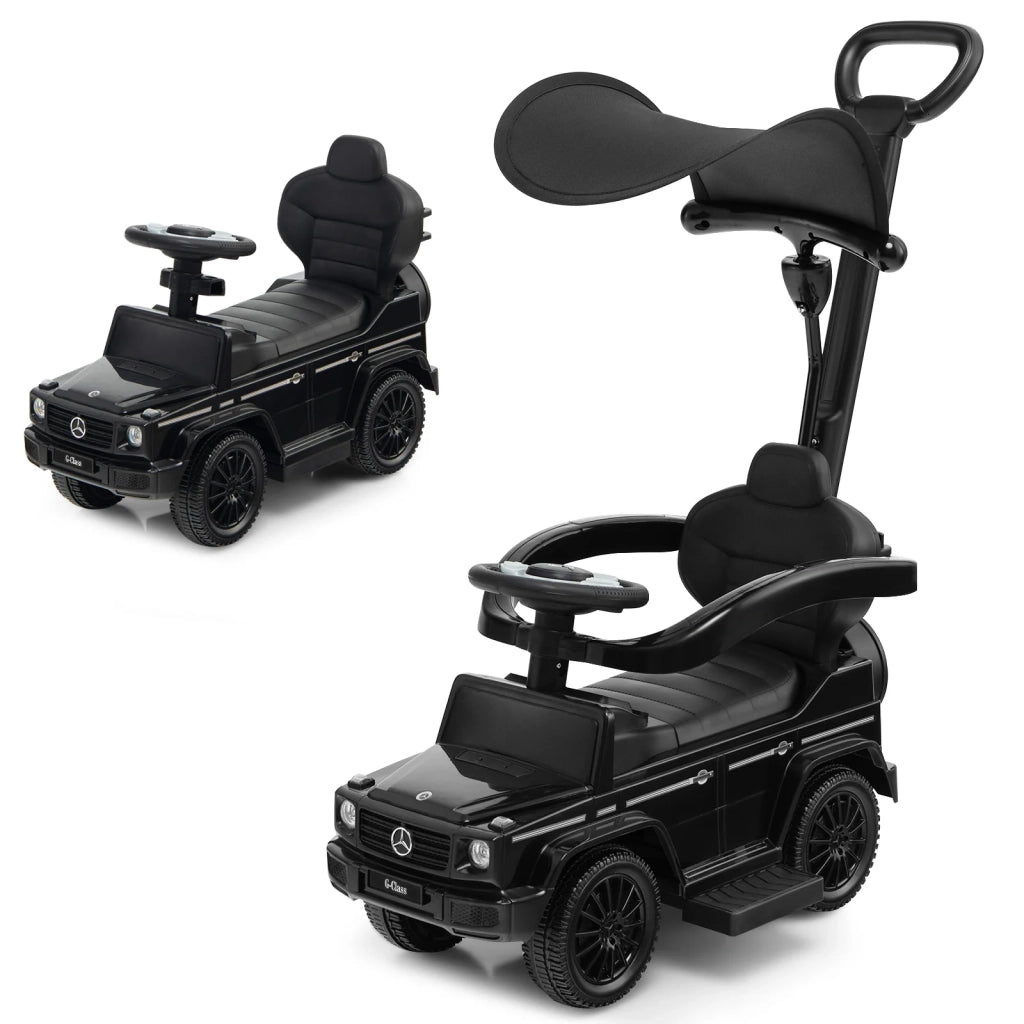 Auto a spinta 3 in 1 per bambini 87 x 35 x 95 cm guida realistica tettuccio protettivo in PP nero 20_0014695