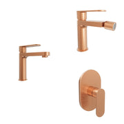 Set miscelatori lavabo 16cm bidet miscelatore doccia monocomando rame spazzolato | Margot